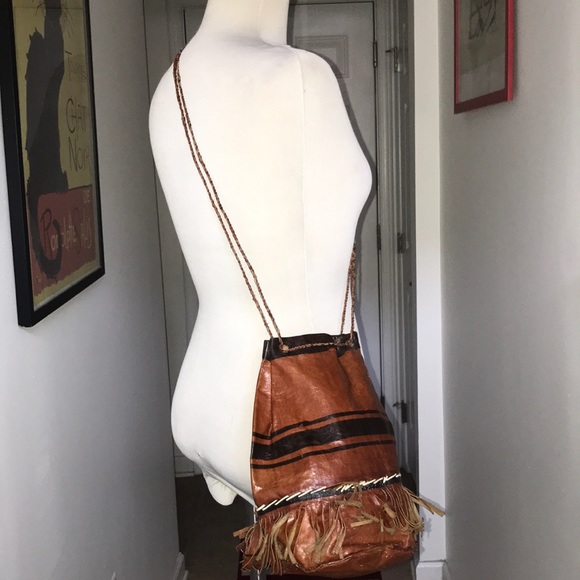 Vintage Handmade Leather drawstring Bag Small ๐ - Picture 2 of 8